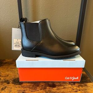 Cat & Jack Black Chelsea Ankle Boots Girls Size 2 NWT